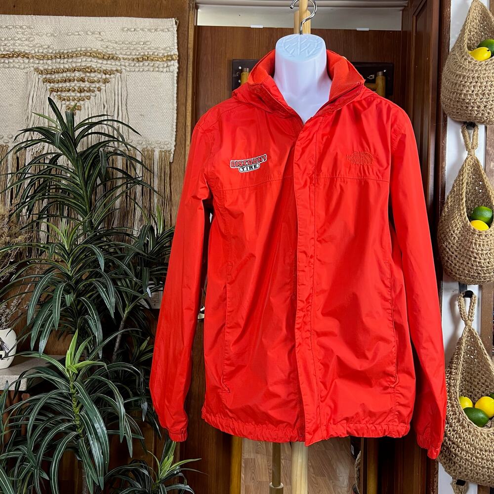 North Face DryVent Rain Jacket Mens L Red Packable Hood Waterproof Discount Tire